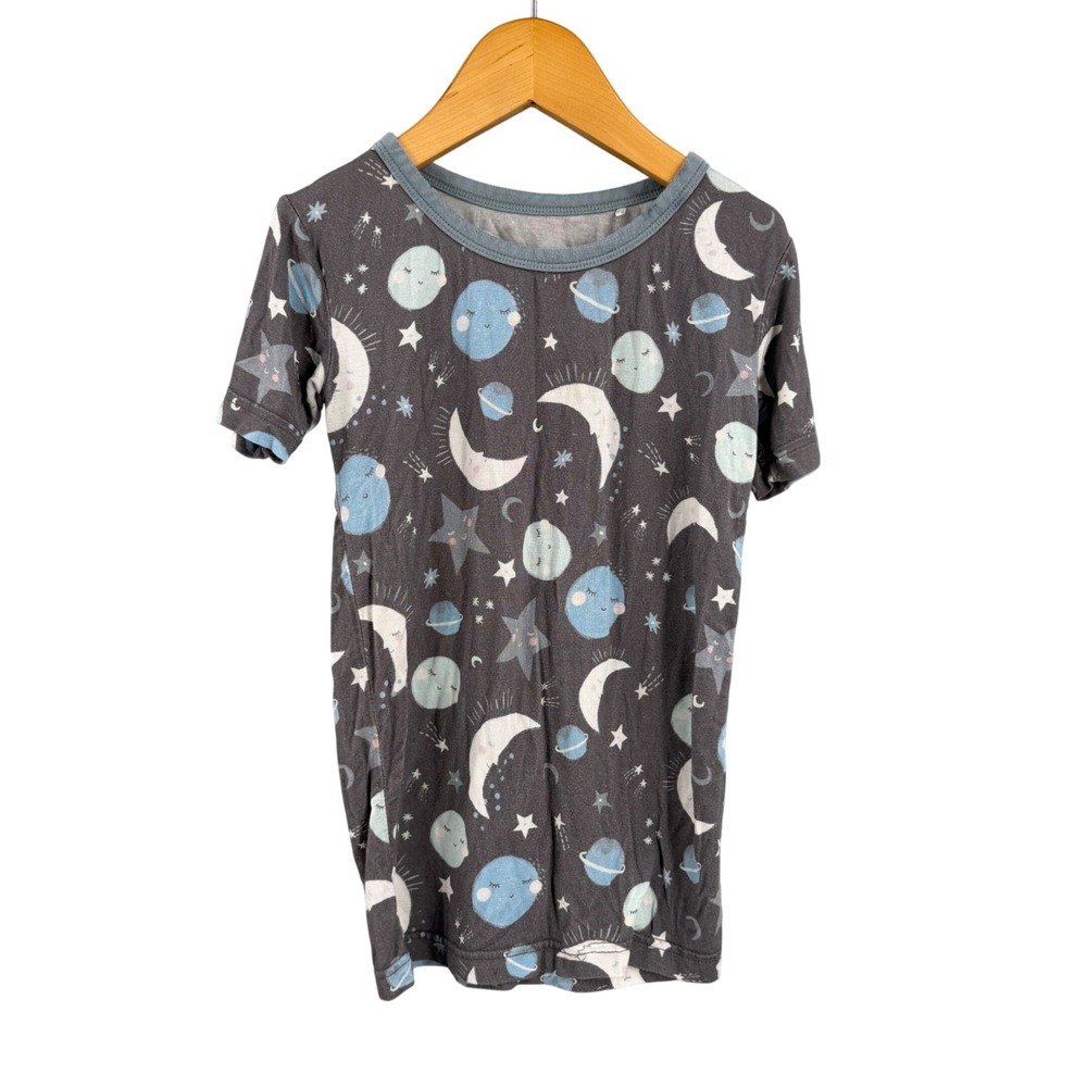 Little Sleepies Pajama Top 5/6 Gray Moon Stars Planets Space Bamboo Viscose